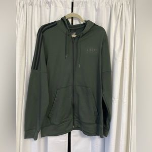 Adidas green zip up hoodie w/ black detailing